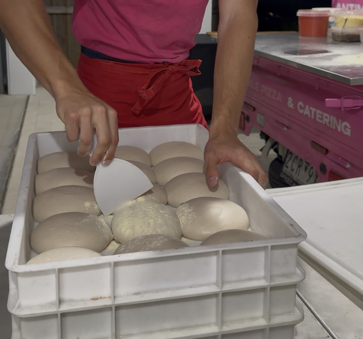 Fresh dough ready for the pizza oven